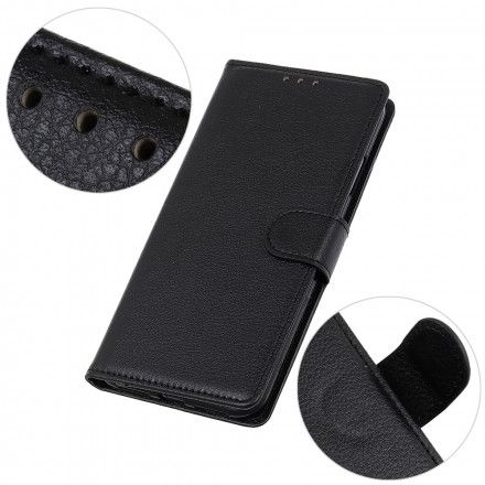 Folio Deksel Til Xiaomi Redmi Note 10 Pro Premium Litchi Leather Effect