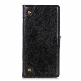 Folio Deksel Til Xiaomi Redmi Note 10 Pro Vintage Nagler Nappa Skinnstil