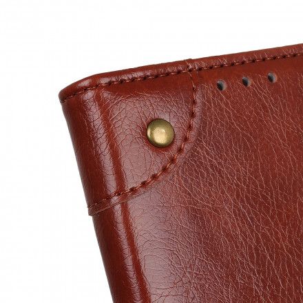Folio Deksel Til Xiaomi Redmi Note 10 Pro Vintage Nagler Nappa Skinnstil