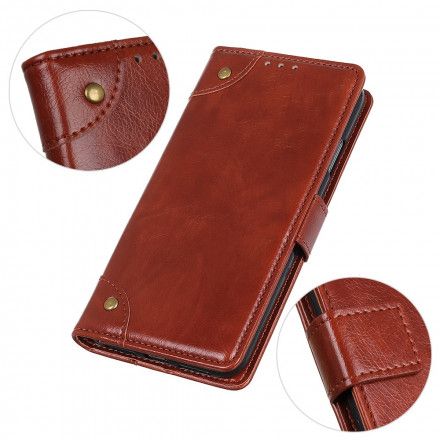 Folio Deksel Til Xiaomi Redmi Note 10 Pro Vintage Nagler Nappa Skinnstil