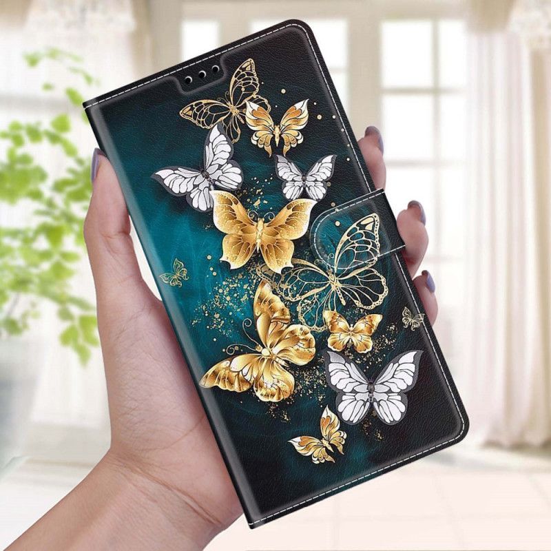 Lærdeksel Til Xiaomi Redmi Note 10 Pro Med Kjede Thong Butterflies Fan