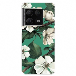 Deksel Til OnePlus 10 Pro 5G Hvite Malte Blomster