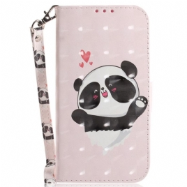 Lærdeksel Til OnePlus 10 Pro 5G Med Kjede Lille Panda Med Stropp