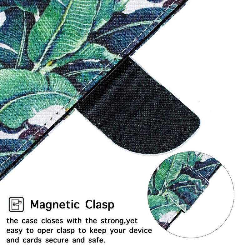 Folio Deksel Til Google Pixel 4 XL Med Kjede Tropical Leaves Strap