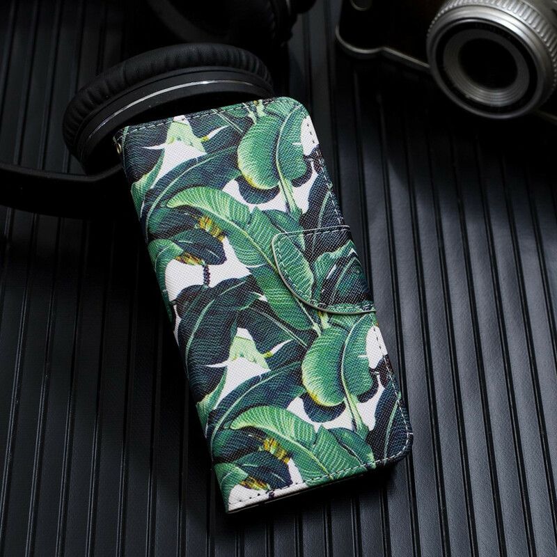 Folio Deksel Til Google Pixel 4 XL Med Kjede Tropical Leaves Strap