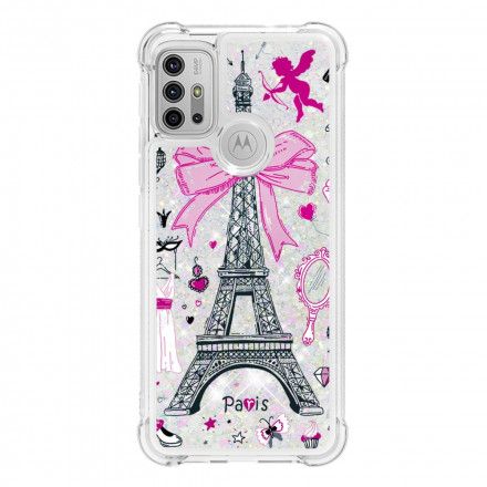 Deksel Til Moto G10 / G30 Eiffeltårnet Med Glitter