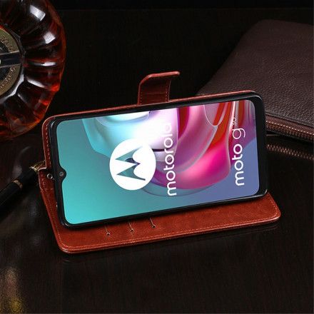 Folio Deksel Til Moto G10 / G30 Imitert Skinn Idewei