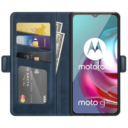 Folio Deksel Til Moto G10 / G30 Lærdeksel Dobbel Klaff