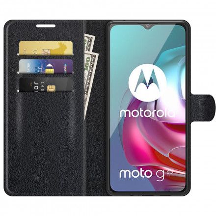 Lærdeksel Til Moto G10 / G30 Klassisk Litchieffekt