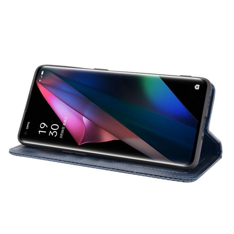 Beskyttelse Deksel Til Oppo Find X3 / X3 Pro Folio Deksel Stylet Vintage Skinneffekt