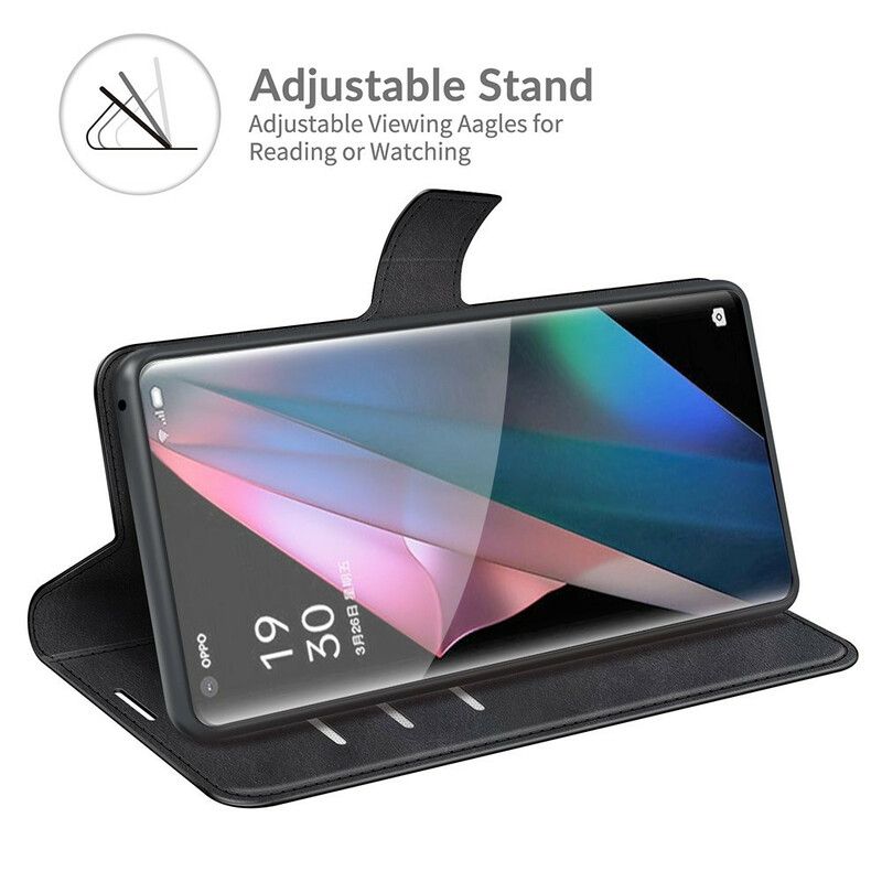 Folio Deksel Til Oppo Find X3 / X3 Pro Ekstremt Slank Skinneffekt