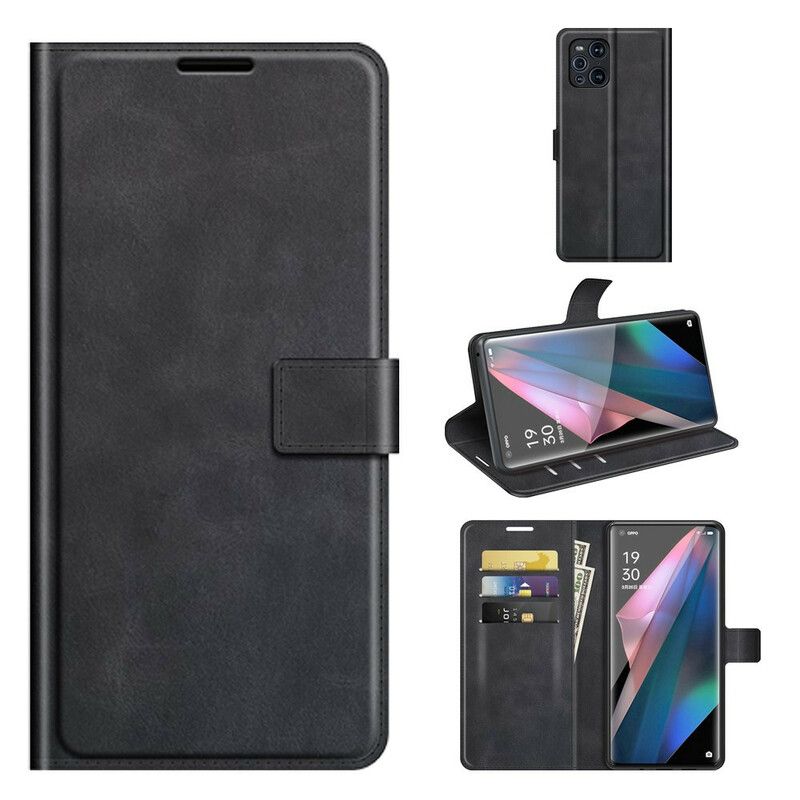 Folio Deksel Til Oppo Find X3 / X3 Pro Ekstremt Slank Skinneffekt