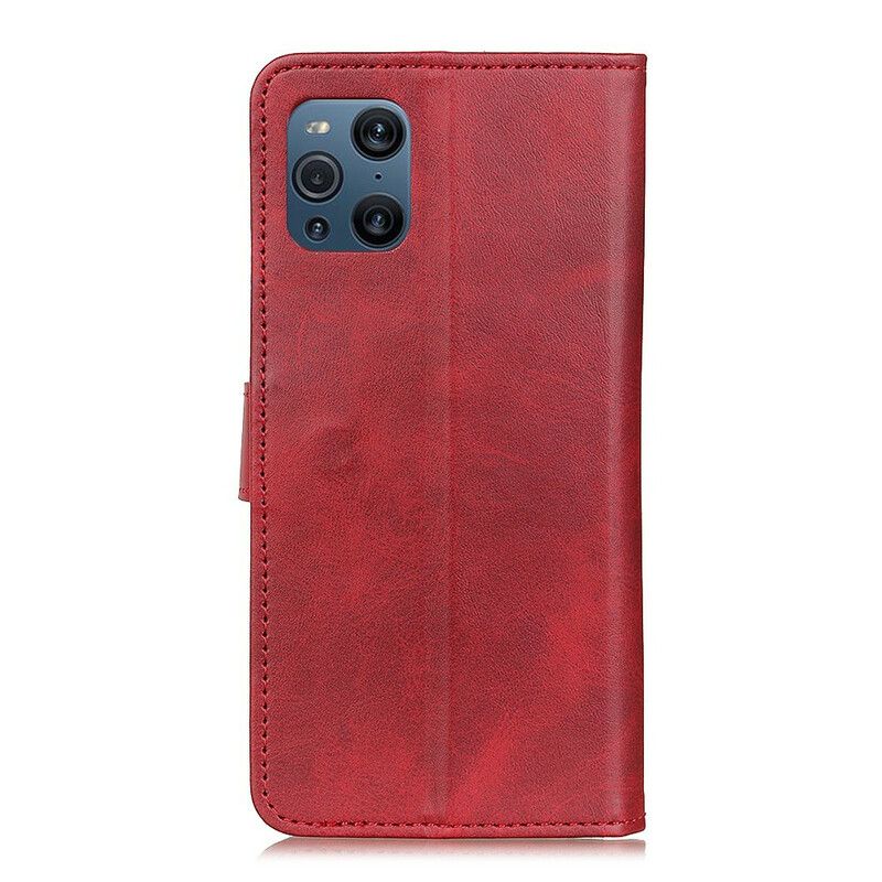 Folio Deksel Til Oppo Find X3 / X3 Pro Matt Vintage Skinneffekt