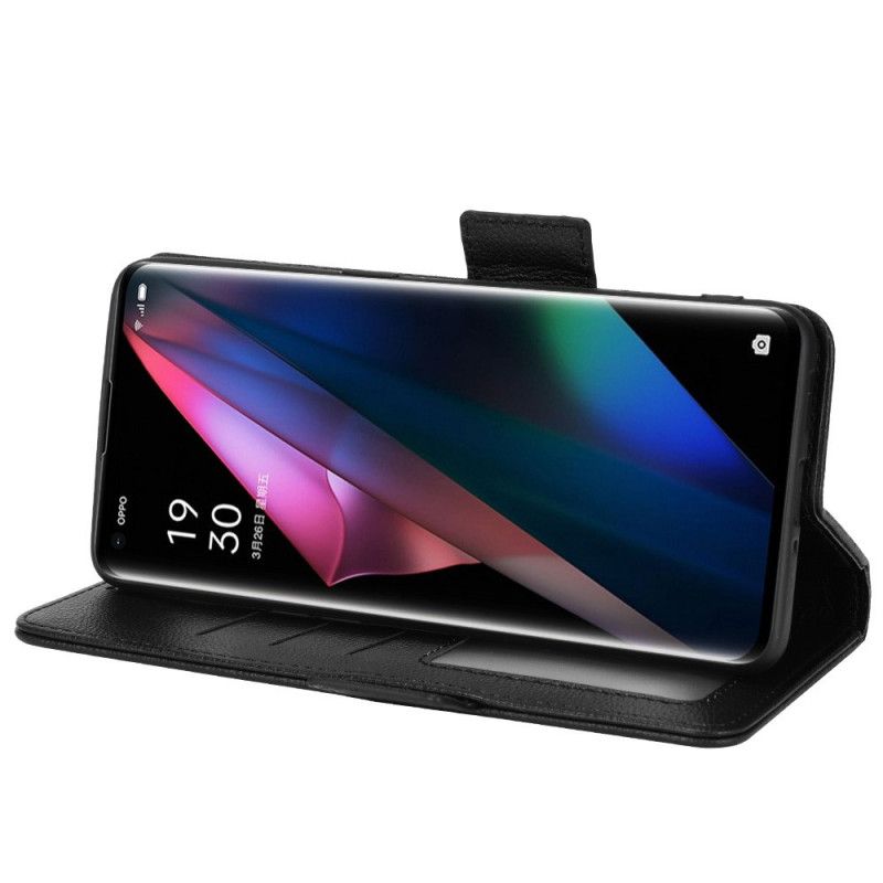 Lærdeksel Til Oppo Find X3 / X3 Pro Folio Deksel Dobbel Klaff Litchi Nye Farger