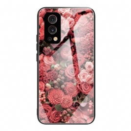 Deksel Til OnePlus Nord 2 5G Rosa Blomster Av Herdet Glass