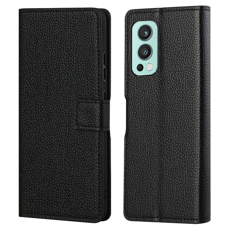 Folio Deksel Til OnePlus Nord 2 5G Litchi Grain Leather Effect