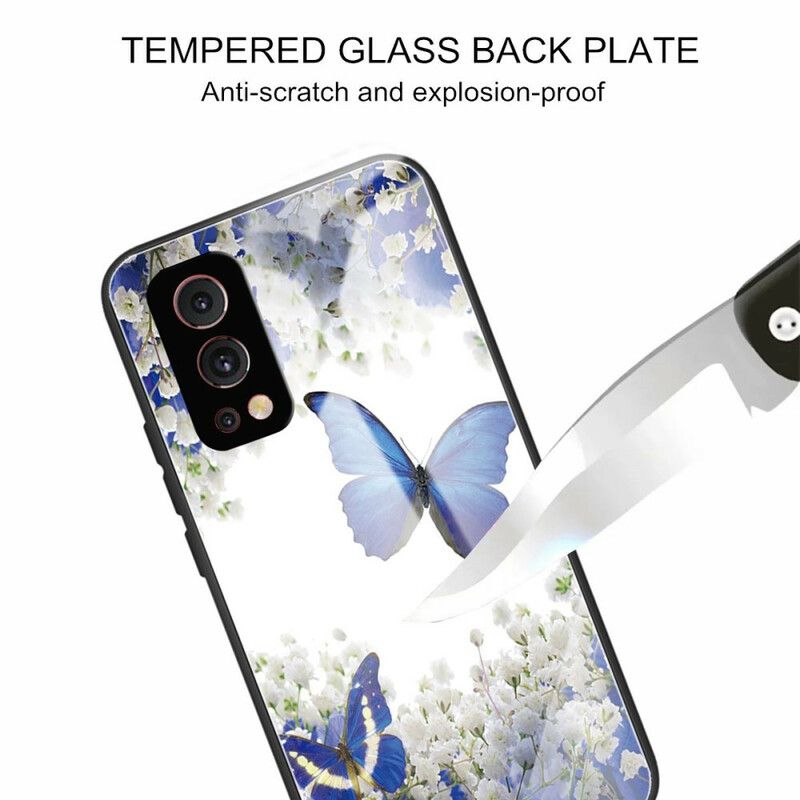 Mobildeksel Til OnePlus Nord 2 5G Sommerfugldesign I Herdet Glass