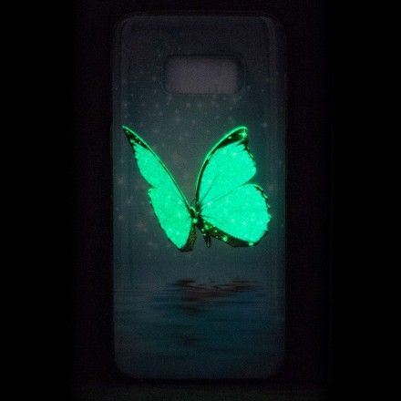 Deksel Til Samsung Galaxy S8 Fluorescerende Blå Sommerfugl