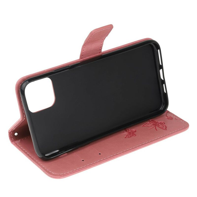 Folio Deksel Til iPhone 11 Pro Med Kjede Floral Strappy