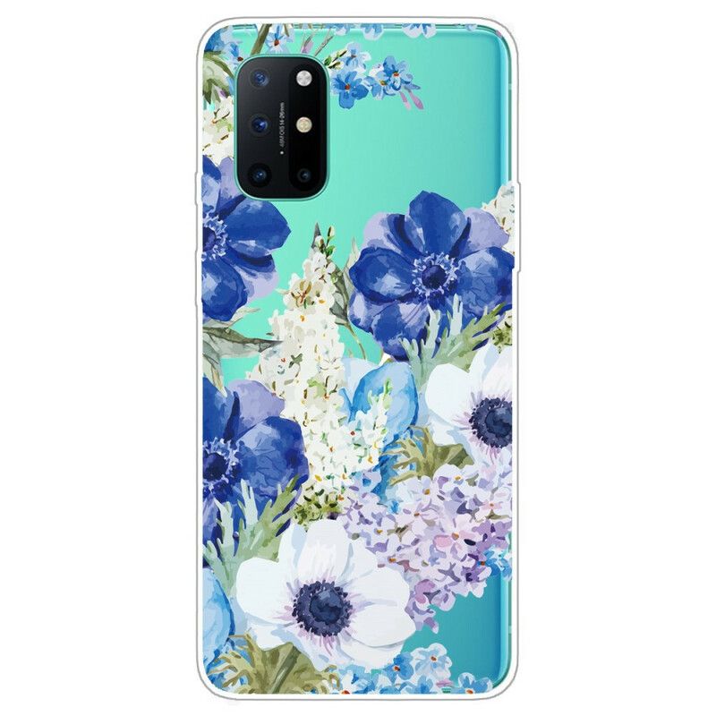 Deksel Til OnePlus 8T Akvarell Blå Blomster Sømløs