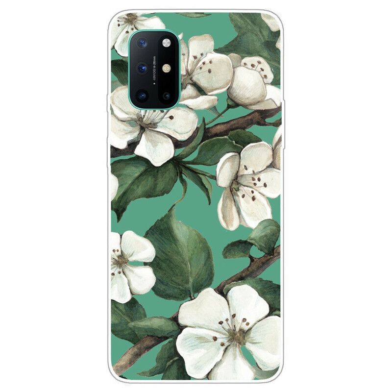 Deksel Til OnePlus 8T Hvite Malte Blomster