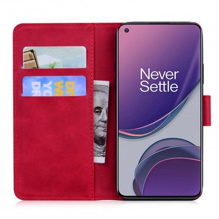 Folio Deksel Til OnePlus 8T Monokrom Skinneffekt