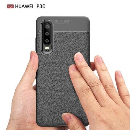 Deksel Til Huawei P30 Dobbel Linje Litchi Skinneffekt