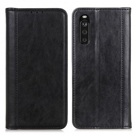 Beskyttelse Deksel Til Sony Xperia 10 III Folio Deksel Elegance Split Litchi Leather