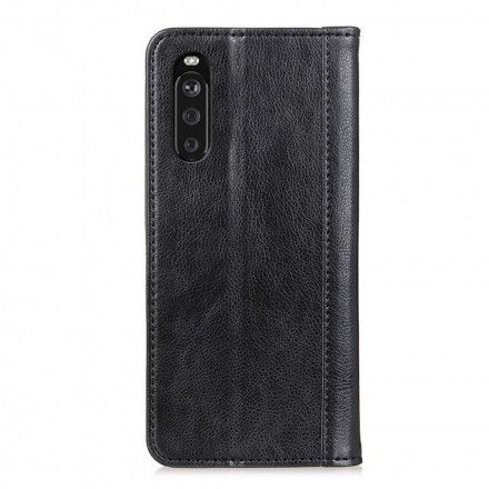 Beskyttelse Deksel Til Sony Xperia 10 III Folio Deksel Elegance Split Litchi Leather