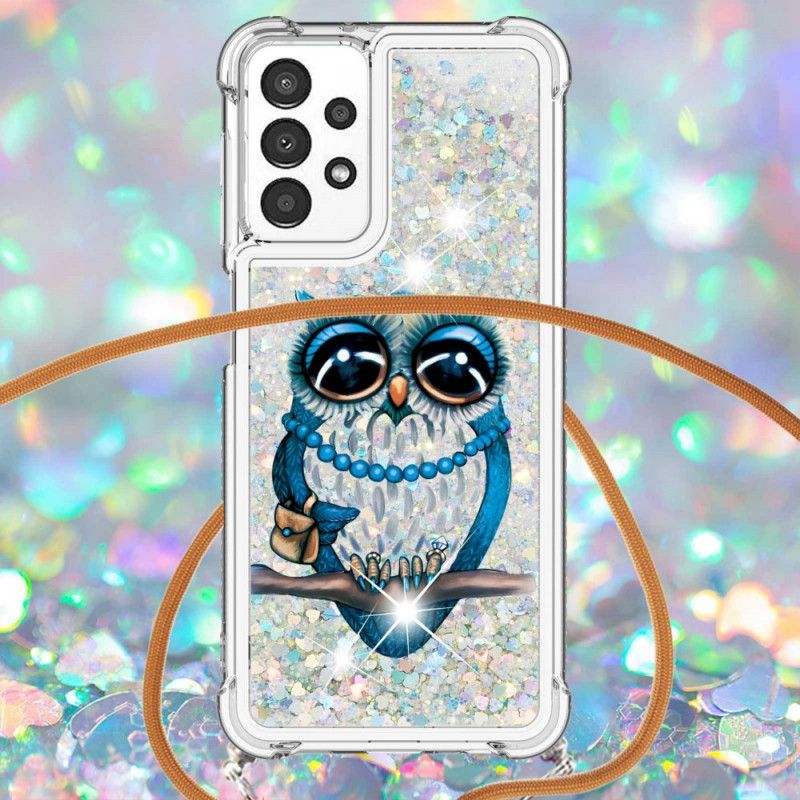 Deksel Til Samsung Galaxy A13 Med Snor Til Miss Owl Glittersnor