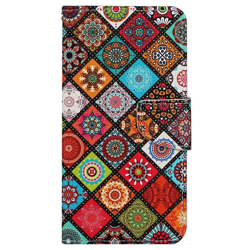 Folio Deksel Til Samsung Galaxy A13 Patchwork Med Stropp