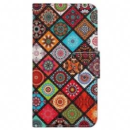 Folio Deksel Til Samsung Galaxy A13 Patchwork Med Stropp