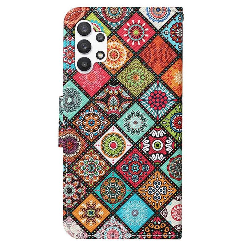 Folio Deksel Til Samsung Galaxy A13 Patchwork Med Stropp