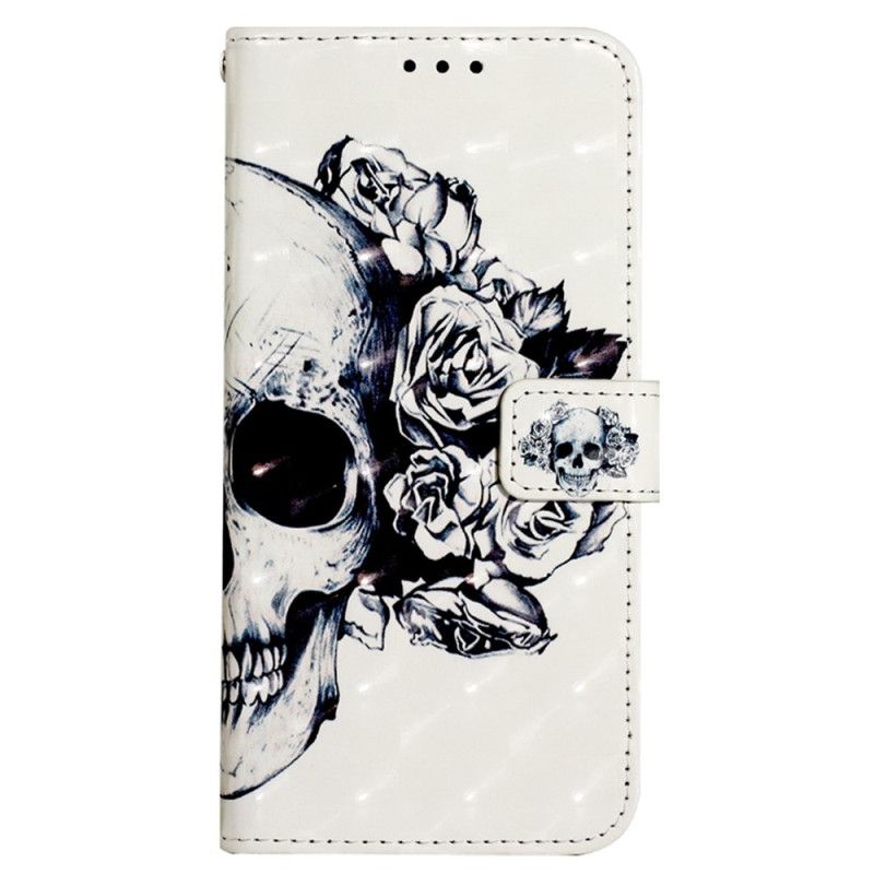 Lærdeksel Til Samsung Galaxy A13 Med Kjede Floral Strappy Skull