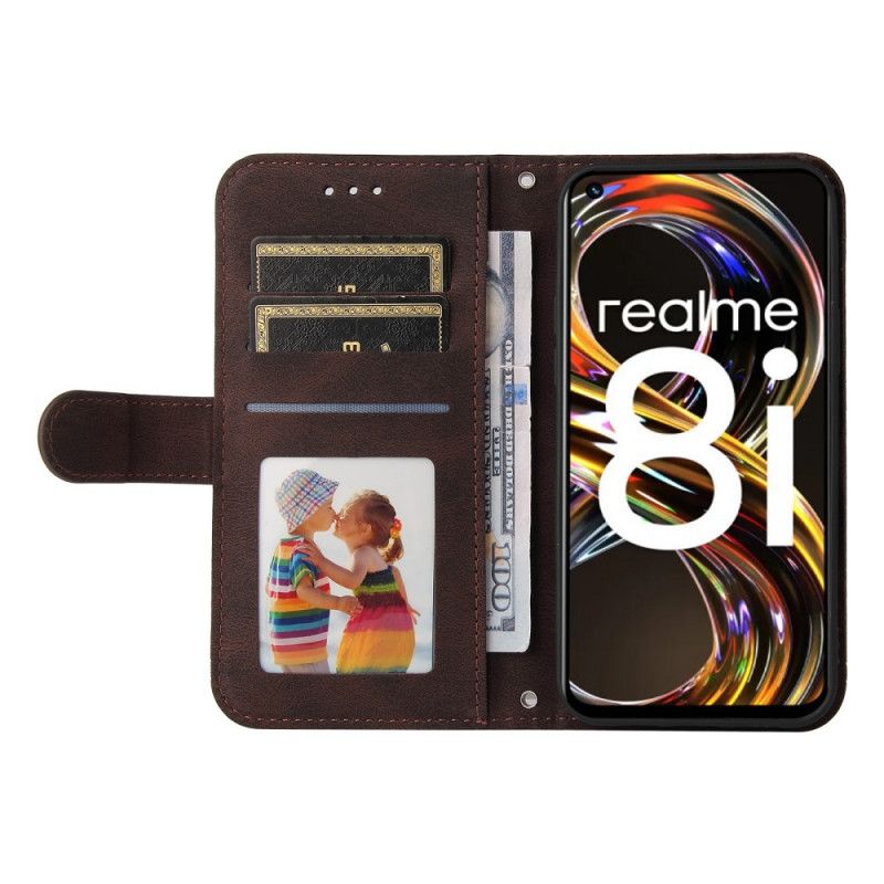 Folio Deksel Til Realme 8i Nagle Og Stropp I Imitert Skinn