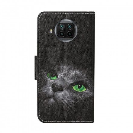 Folio Deksel Til Xiaomi Mi 10T Lite / Redmi Note 9 Pro 5G Green Eyed Cat With Lanyard