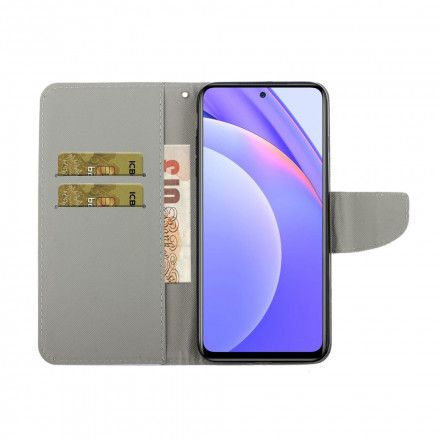 Folio Deksel Til Xiaomi Mi 10T Lite / Redmi Note 9 Pro 5G Sommerfugler Og Snor