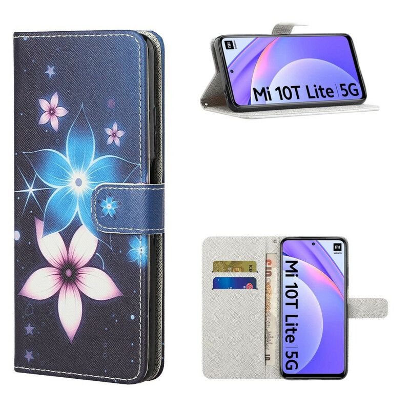 Lærdeksel Til Xiaomi Mi 10T Lite / Redmi Note 9 Pro 5G Med Kjede Lunar Strap Blomster