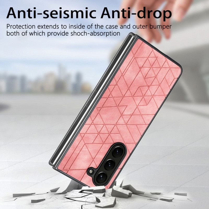 Deksel Samsung Galaxy Z Fold 5 Geometriske Mønstre I Kunstskinn