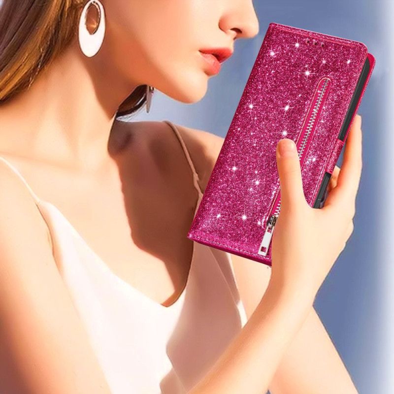 Folio Deksel Samsung Galaxy Z Fold 5 Glitterpung Med Stropp