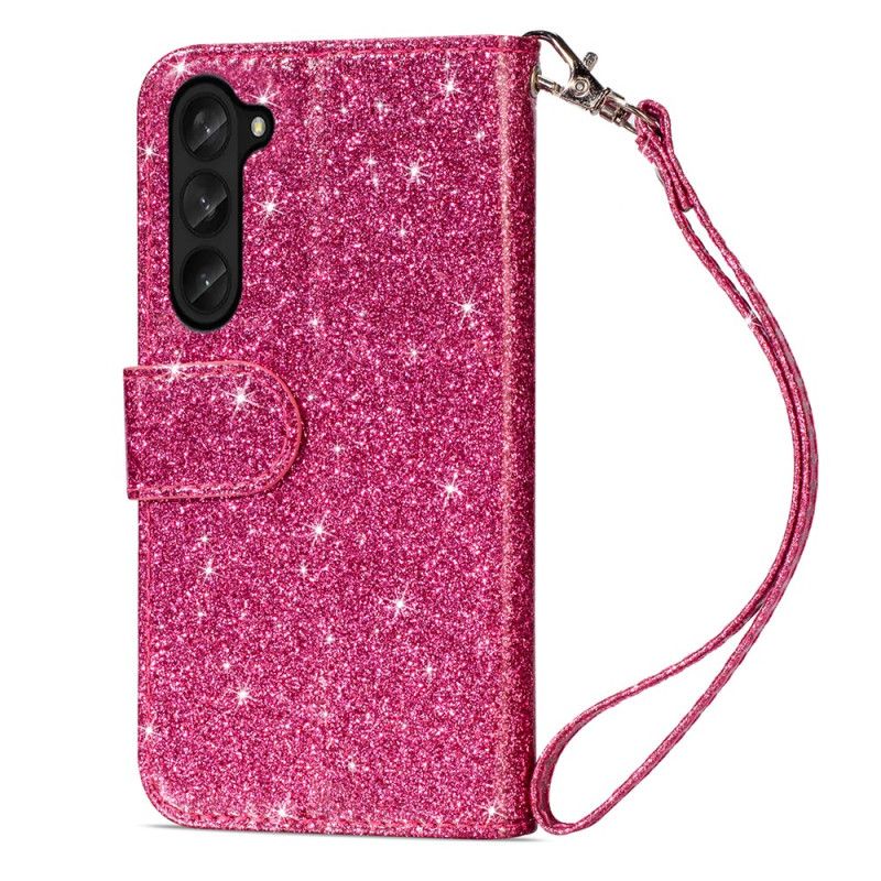 Folio Deksel Samsung Galaxy Z Fold 5 Glitterpung Med Stropp