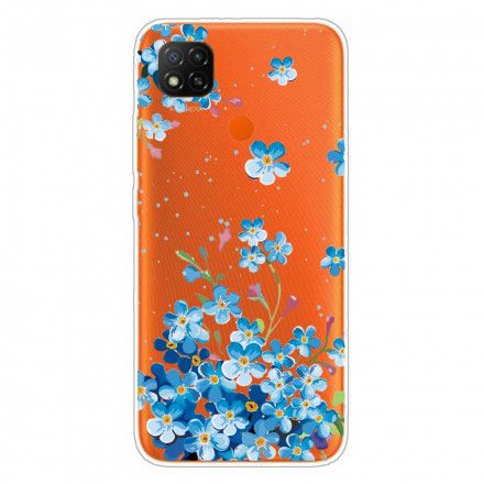 Deksel Til Xiaomi Redmi 9C Bukett Med Blå Blomster