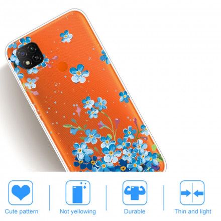 Deksel Til Xiaomi Redmi 9C Bukett Med Blå Blomster