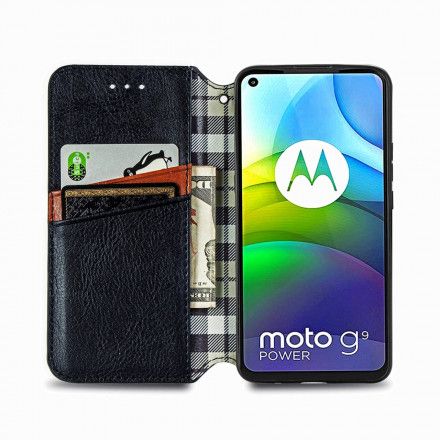 Beskyttelse Deksel Til Moto G9 Power Folio Deksel Diamond Texture Leather Effect