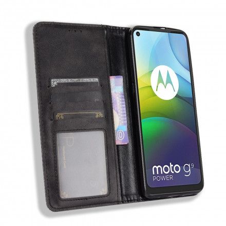 Beskyttelse Deksel Til Moto G9 Power Folio Deksel Vintage Stilisert Skinneffekt