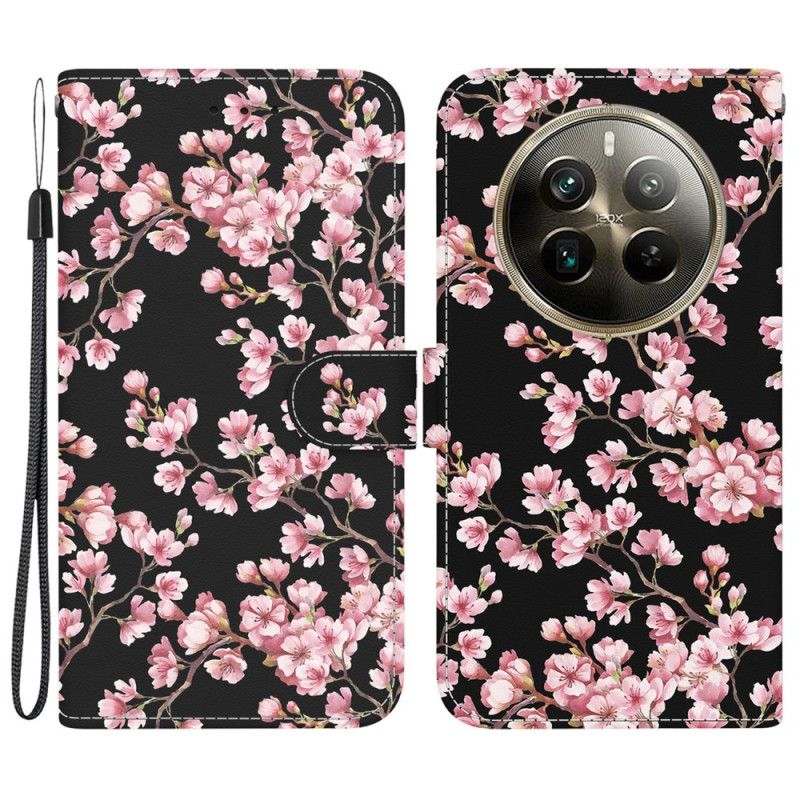 Folio Deksel Realme 12 Pro / 12 Pro Plus Plommeblomster