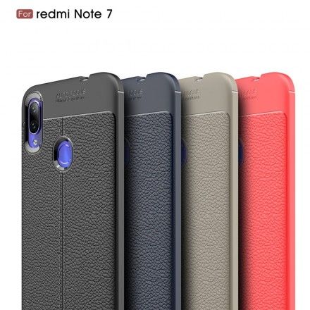 Deksel Til Xiaomi Redmi Note 7 Dobbel Linje Litchi Skinneffekt