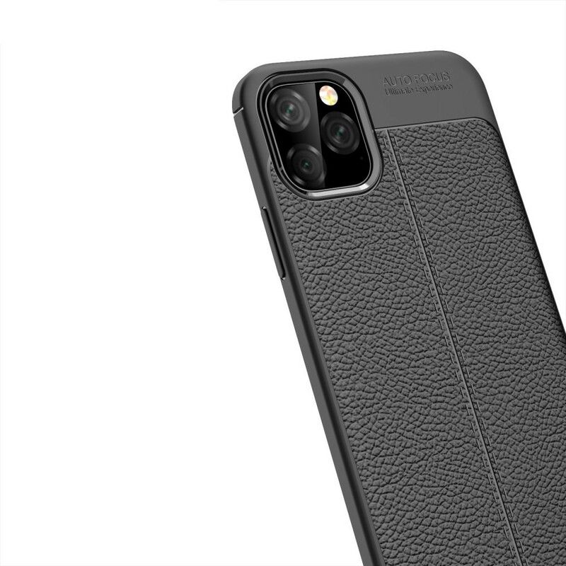 Deksel Til iPhone 11 Pro Max Dobbellinje Litchi-skinneffekt