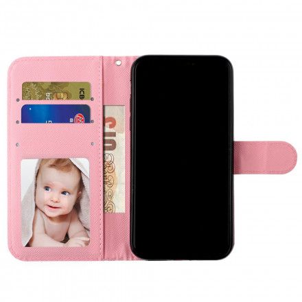 Folio Deksel Til iPhone 11 Pro Max Med Kjede Lyse Flekker Strappy Bears