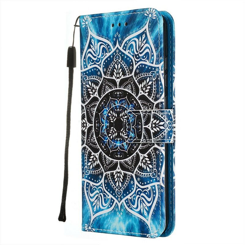 Folio Deksel Til Xiaomi Redmi Note 8 Med Kjede Svart Strappy Mandala